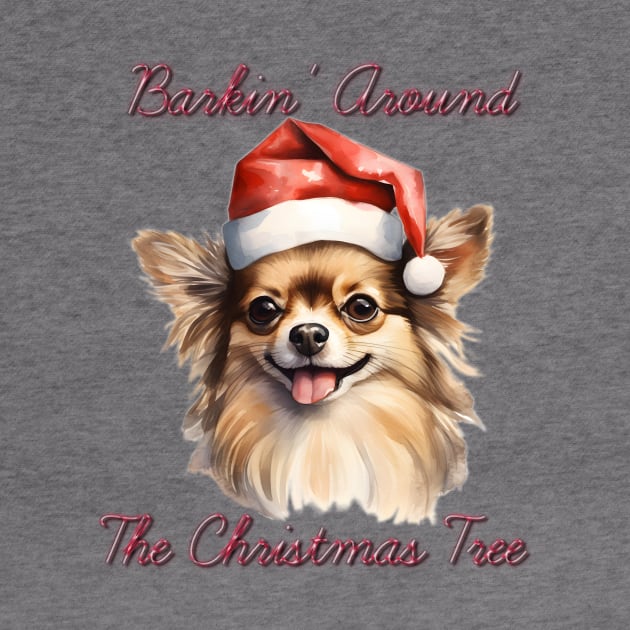 Christmas Longhaired Chihuahua Dog in Santa Hat by Pawsitive Curios